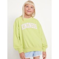 Oversized Crew-Neck Graphic Tunic Sweatshirt for Girls Hot Deal