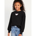 Oversized Crew-Neck Graphic Tunic Sweatshirt for Girls Hot Deal