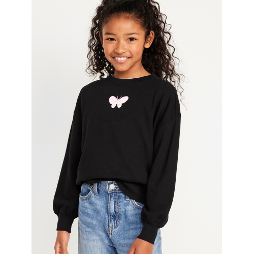 올드네이비 Oversized Crew-Neck Graphic Tunic Sweatshirt for Girls Hot Deal