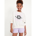 Oversized Crew-Neck Graphic Tunic Sweatshirt for Girls