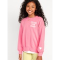 Oversized Crew-Neck Graphic Tunic Sweatshirt for Girls Hot Deal