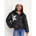 Water-Resistant Quilted Graphic Puffer Jacket for Girls