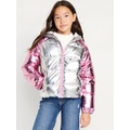 Water-Resistant Metallic Quilted Puffer Jacket for Girls Hot Deal