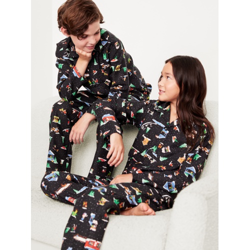 올드네이비 Gender-Neutral Printed Button-Front Pajama Set for Kids