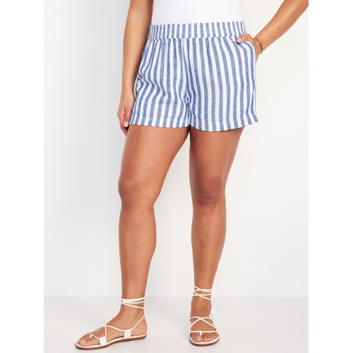 올드네이비 Linen-Blend Striped Shorts -- 3.5-inch inseam