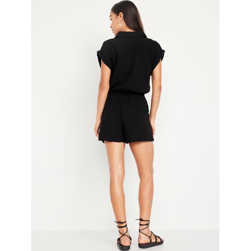 올드네이비 Waist-Defined Crinkle Gauze Romper -- 3-inch inseam