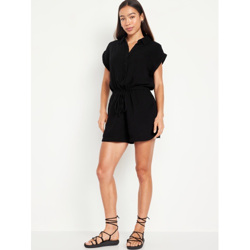 올드네이비 Waist-Defined Crinkle Gauze Romper -- 3-inch inseam