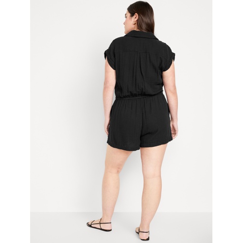 올드네이비 Waist-Defined Crinkle Gauze Romper -- 3-inch inseam