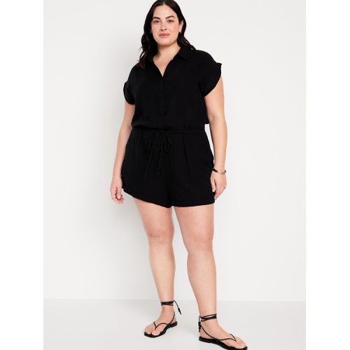 올드네이비 Waist-Defined Crinkle Gauze Romper -- 3-inch inseam