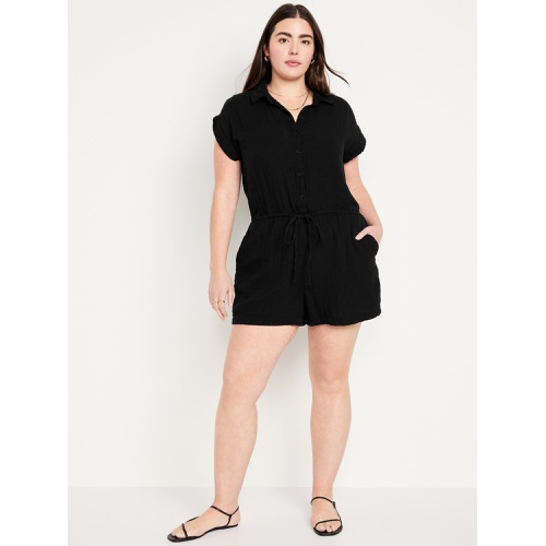 올드네이비 Waist-Defined Crinkle Gauze Romper -- 3-inch inseam