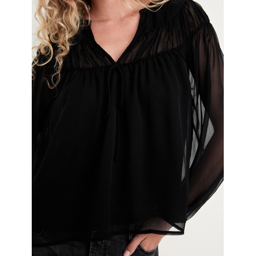 올드네이비 Tie-Front Chiffon Top Hot Deal