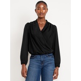 Wrap-Front Satin Top Hot Deal