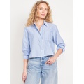 Button-Down Oxford Crop Shirt