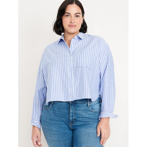 올드네이비 Button-Down Oxford Crop Shirt Hot Deal