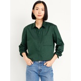 Button-Down Crop Shirt Hot Deal