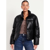 Faux-Leather Puffer Jacket Hot Deal