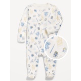 2-Way-Zip Printed Sleep & Play Footed One-Piece for Baby