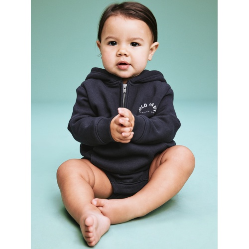 올드네이비 94 Hooded Logo-Graphic Half-Zip One-Piece Romper for Baby