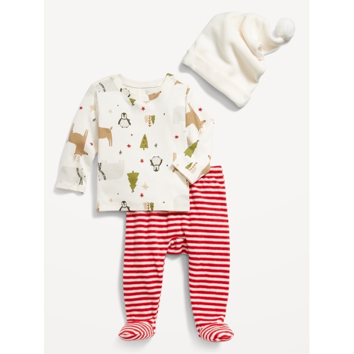 올드네이비 Printed T-Shirt, Footed Microfleece Pants and Beanie Set for Baby