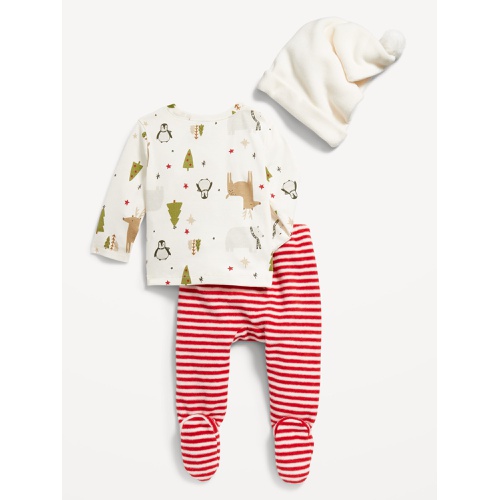 올드네이비 Printed T-Shirt, Footed Microfleece Pants and Beanie Set for Baby