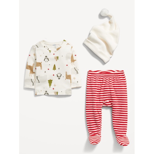 올드네이비 Printed T-Shirt, Footed Microfleece Pants and Beanie Set for Baby