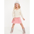 Long-Sleeve Ribbed Wrap-Front Top and Velvet Skirt Set for Toddler Girls Hot Deal