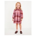 Long-Sleeve Flannel Collared Dress for Toddler Girls