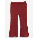 Textured Ribbed Side-Slit Flare Leggings for Toddler Girls