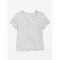 Short-Sleeve Lettuce-Edge T-Shirt for Toddler Girls