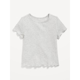 Short-Sleeve Lettuce-Edge T-Shirt for Toddler Girls