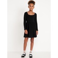 Long-Sleeve Plush Ribbed Fit and Flare Dress for Girls Hot Deal