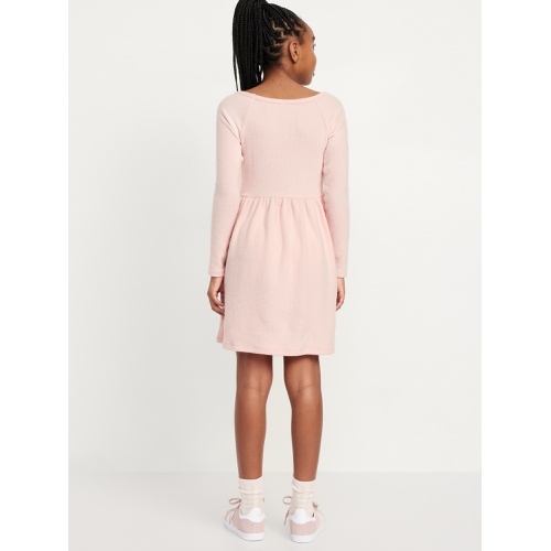 올드네이비 Long-Sleeve Plush Ribbed Fit and Flare Dress for Girls