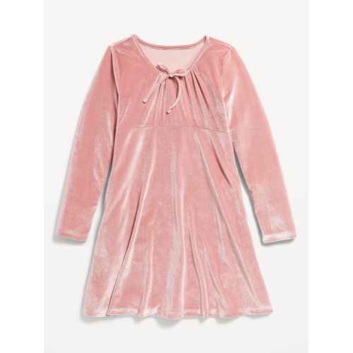 올드네이비 Long-Sleeve Tie-Neck Velvet Swing Dress for Girls