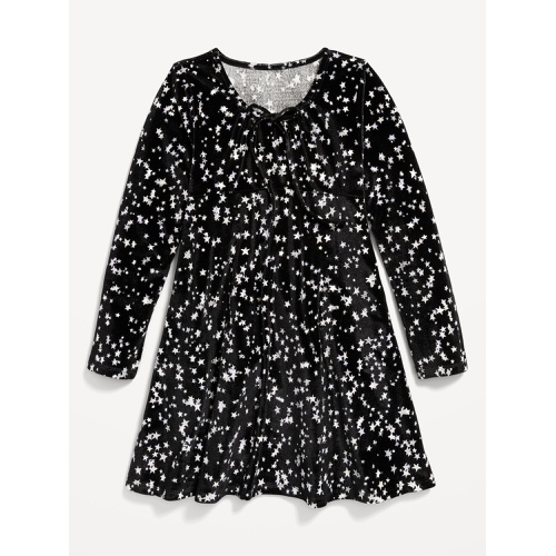 올드네이비 Long-Sleeve Tie-Neck Velvet Swing Dress for Girls