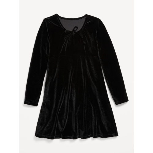 올드네이비 Long-Sleeve Tie-Neck Velvet Swing Dress for Girls