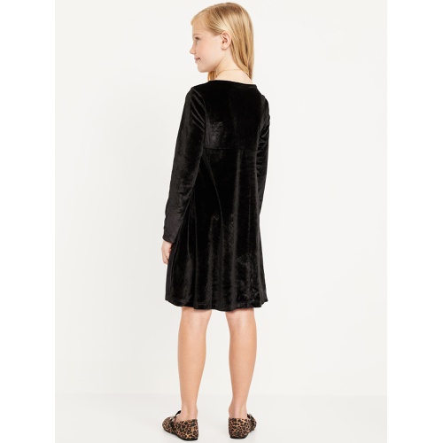 올드네이비 Long-Sleeve Tie-Neck Velvet Swing Dress for Girls