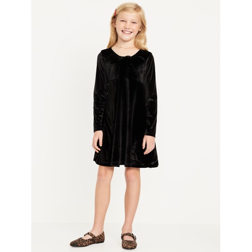 올드네이비 Long-Sleeve Tie-Neck Velvet Swing Dress for Girls