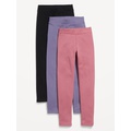 High-Waisted Full-Length Fleece Leggings 3-Pack for Girls