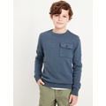 Crew-Neck Utility Pocket Sweater for Boys