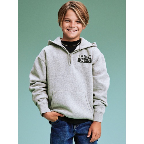 올드네이비 94 Gender-Neutral Half-Zip Logo-Graphic Hoodie for Kids