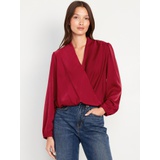 Wrap-Front Satin Top