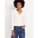 Slim Ribbed Button-Down Top