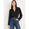 Satin Cropped Button-Down Shirt Hot Deal