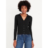 Slim Ribbed Button-Down Top