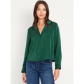 Satin Cropped Button-Down Shirt Hot Deal