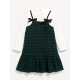 Ribbed Mock-Neck Top and Tie-Bow Ruffled Dress Set for Baby Hot Deal