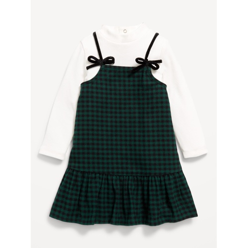 올드네이비 Ribbed Mock-Neck Top and Tie-Bow Ruffled Dress Set for Baby Hot Deal