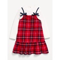 Ribbed Mock-Neck Top and Tie-Bow Ruffled Dress Set for Baby