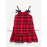 Ribbed Mock-Neck Top and Tie-Bow Ruffled Dress Set for Baby Hot Deal