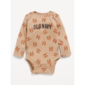 Unisex Long-Sleeve Printed Logo-Graphic Bodysuit for Baby